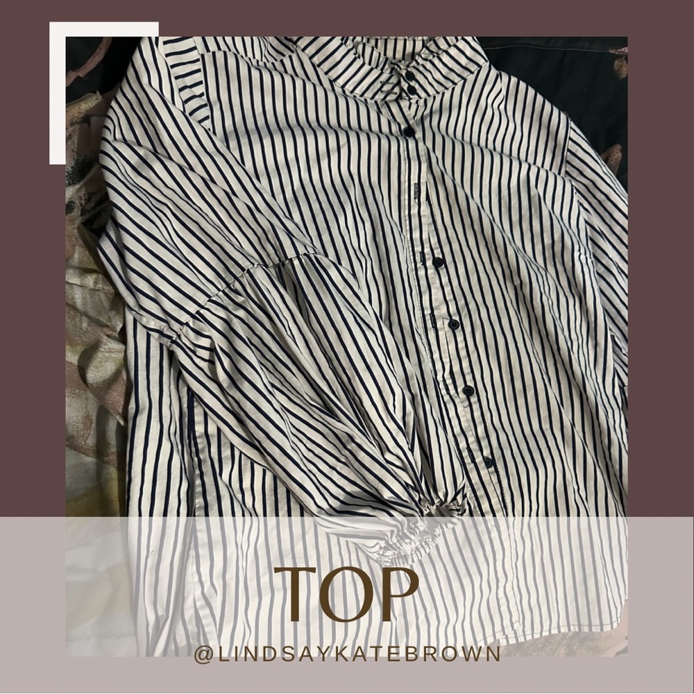 Ashley Stewart Ruffle Neck Billow Sleeve BD Shirt